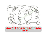 Strawberry quilting edge to edge embroidery design.