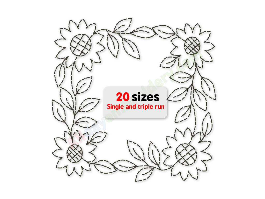 Floral wreath embroidery design