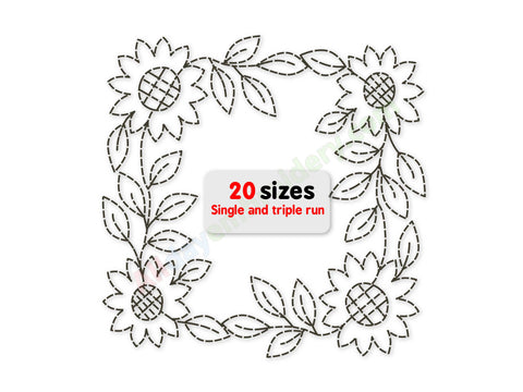 Floral wreath embroidery design