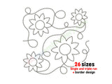 Floral embroidery design with '26 sizes' text on a white background