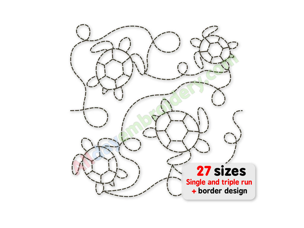 Turtle quilting embroidery design.