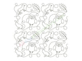 Forest animals quilt block embroidery design.
