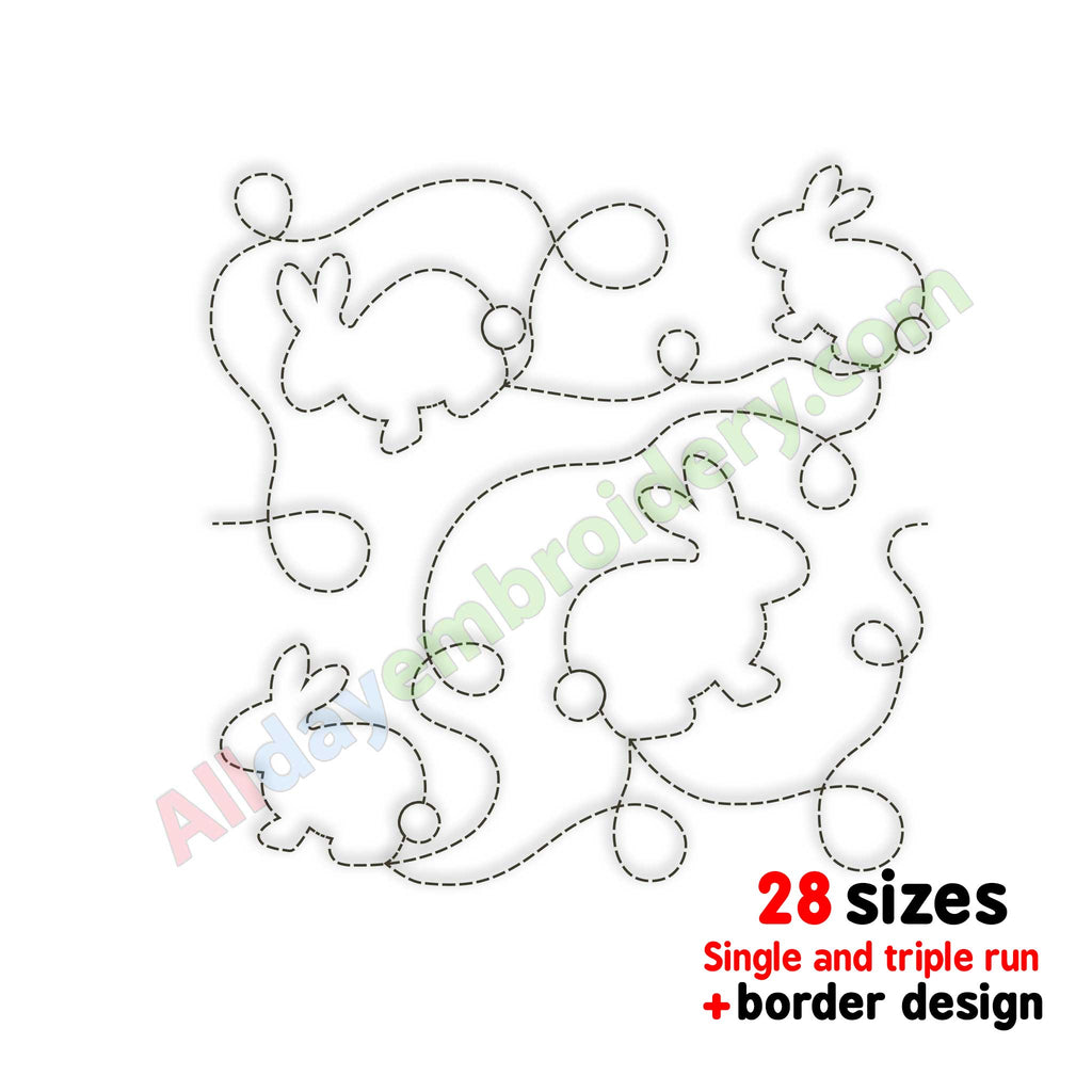 Bunny quilt block embroidery