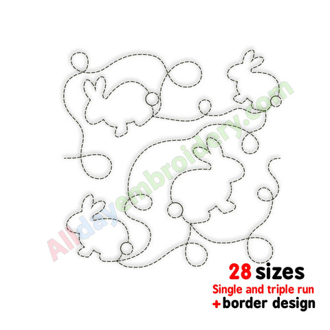 Bunny quilt block embroidery