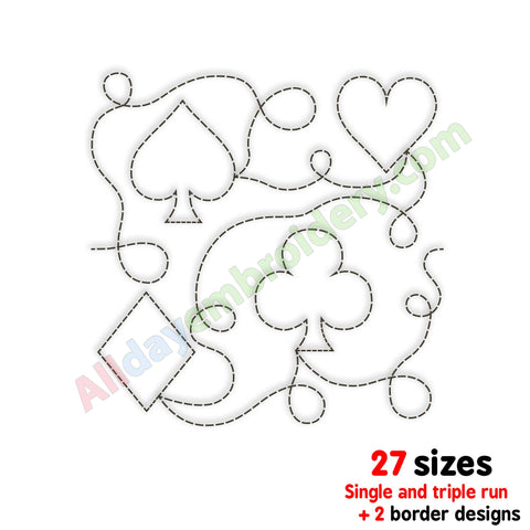 Card Suits quilting embroidery design