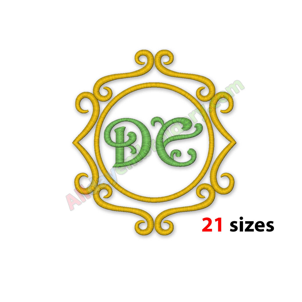 Royal monogram frame embroidery