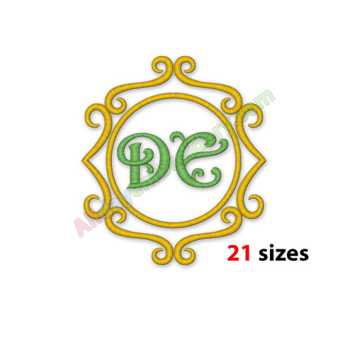 Royal monogram frame embroidery