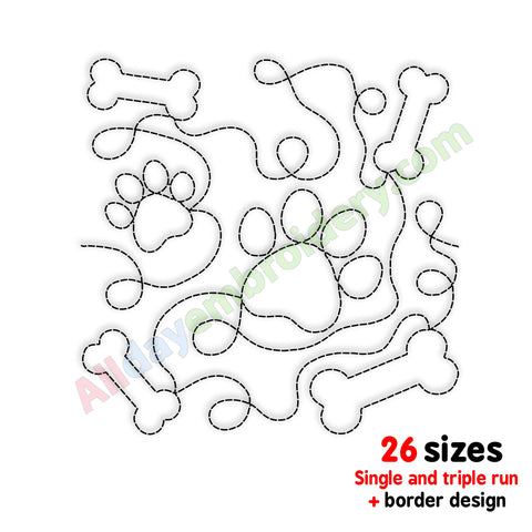 Dog quilting embroidery design