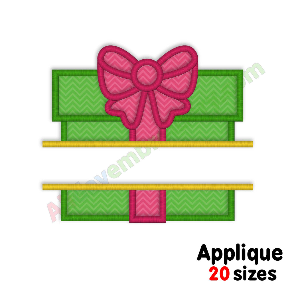 Split gift box embroidery design