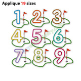 Number embroidery applique set