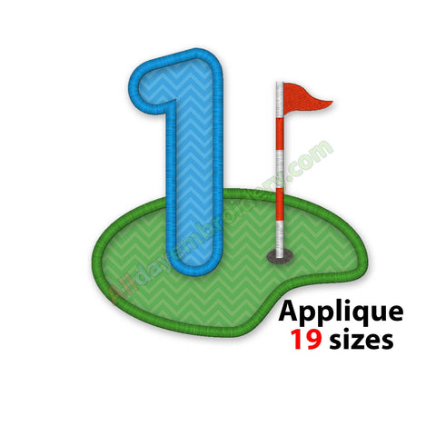 Golf number embroidery design