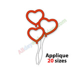Heart balloons applique design