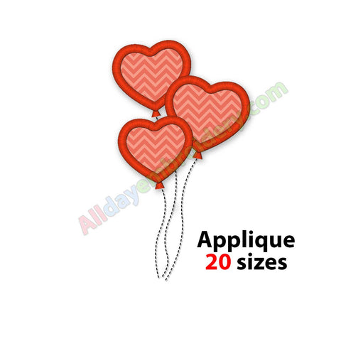 Heart balloons embroidery design