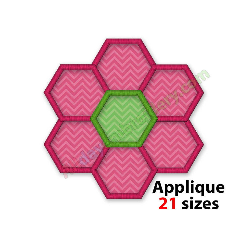 Hexagon flower embroidery design