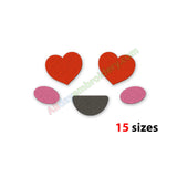 Heart kawaii face embroidery