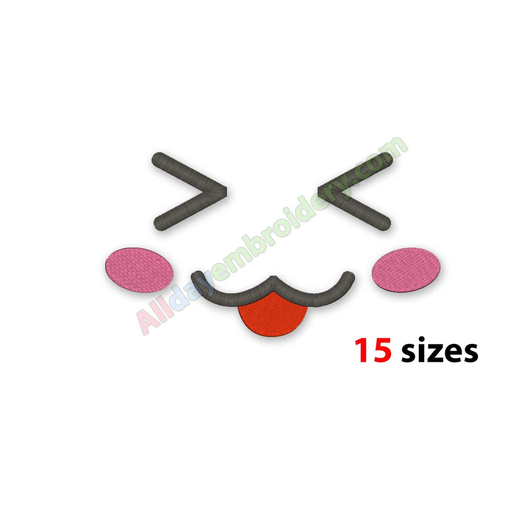 Kawaii face embroidery design