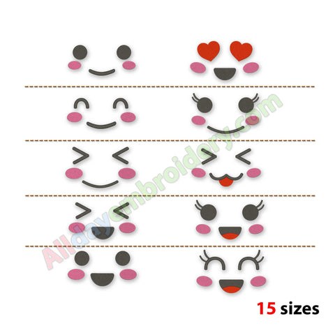 Kawaii Face Embroidery Set