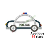 Police car applique embroidery design