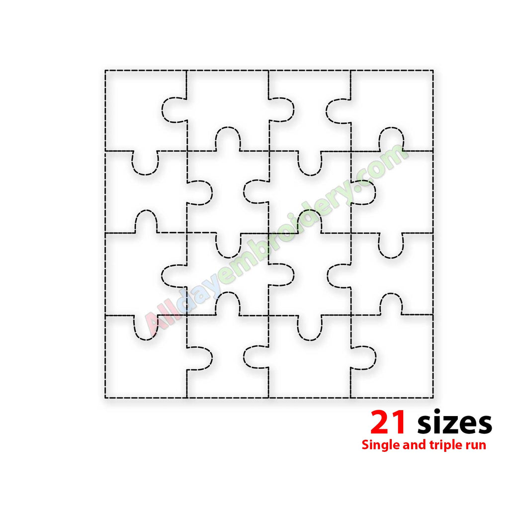 Puzzle quilt block embroidery design