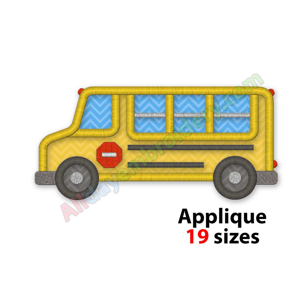 School bus embroidery design