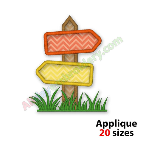 Machine Applique Rugged Sign Design Sign Post Embroidery Design. Machine embroidery design. Applique design ...