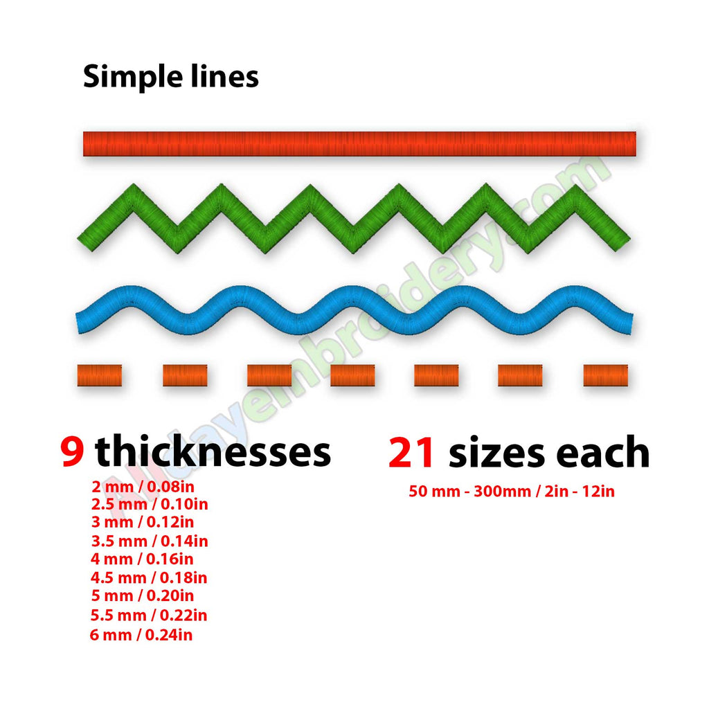 Simple Satin Stitch Lines Embroidery Design. Machine embroidery design ...