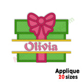 Gift box applique embroidery