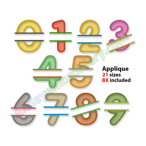 Split Number Numbers machine embroidery designs. Applique designs ...