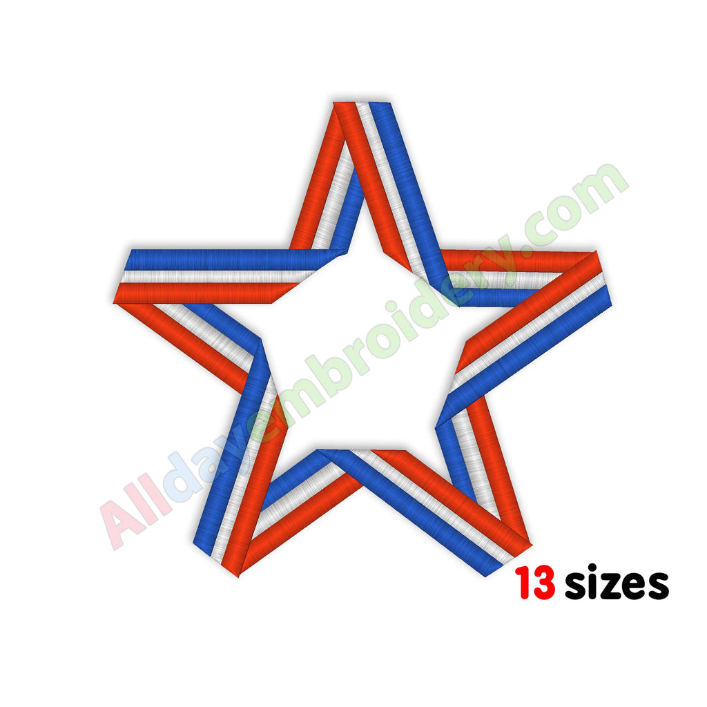 US Star embroidery design