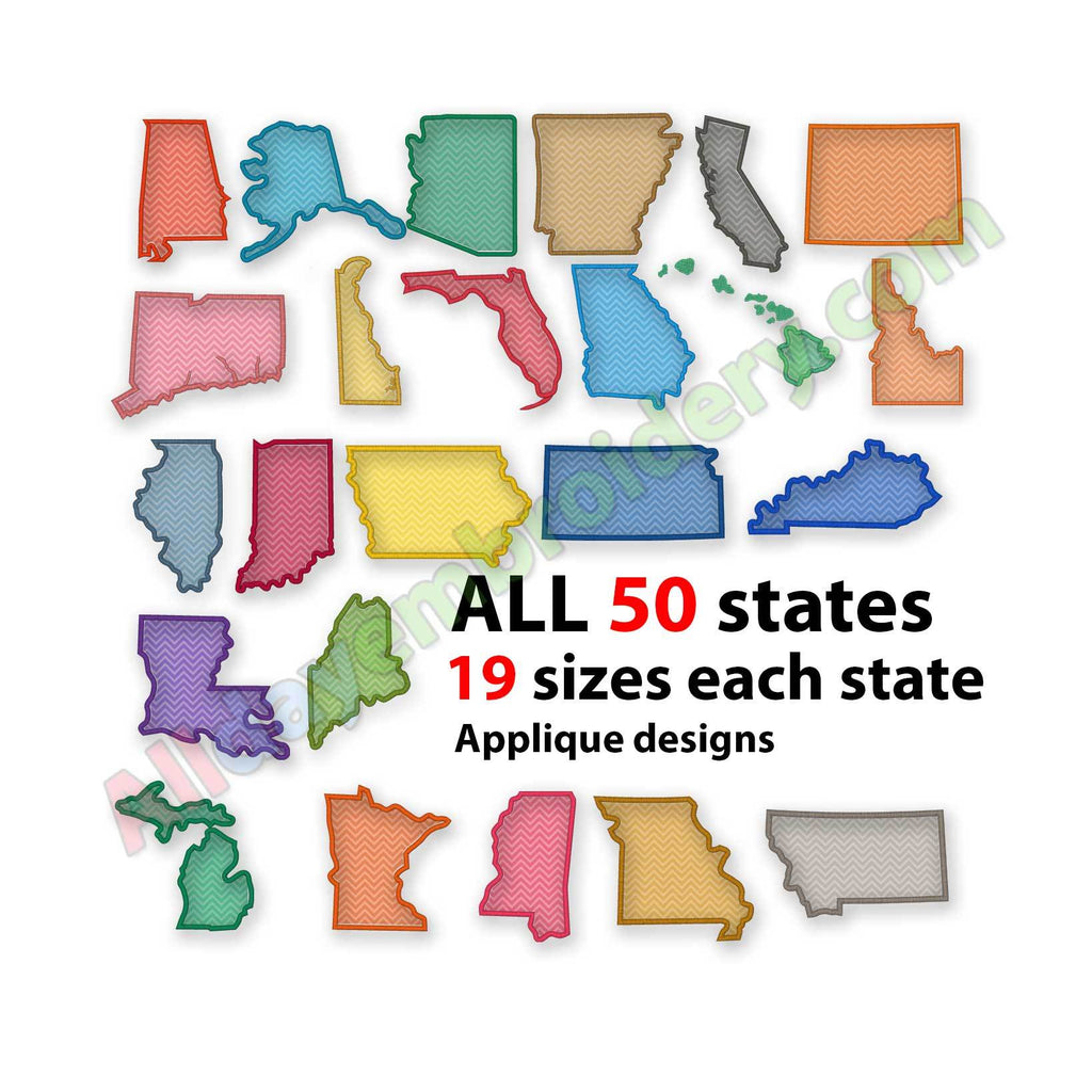 US States embroidery design