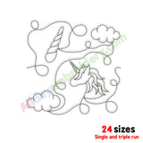 Unicorn quilting embroidery design