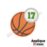 basketball applique embroidery design