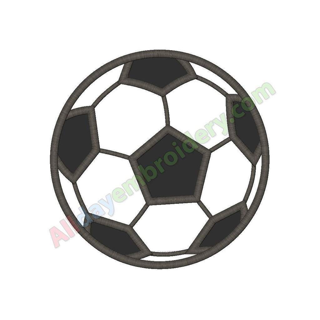 Soccer ball applique (Satin stitch version) - Alldayembroidery.com