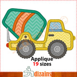 Cement truck embroidery design