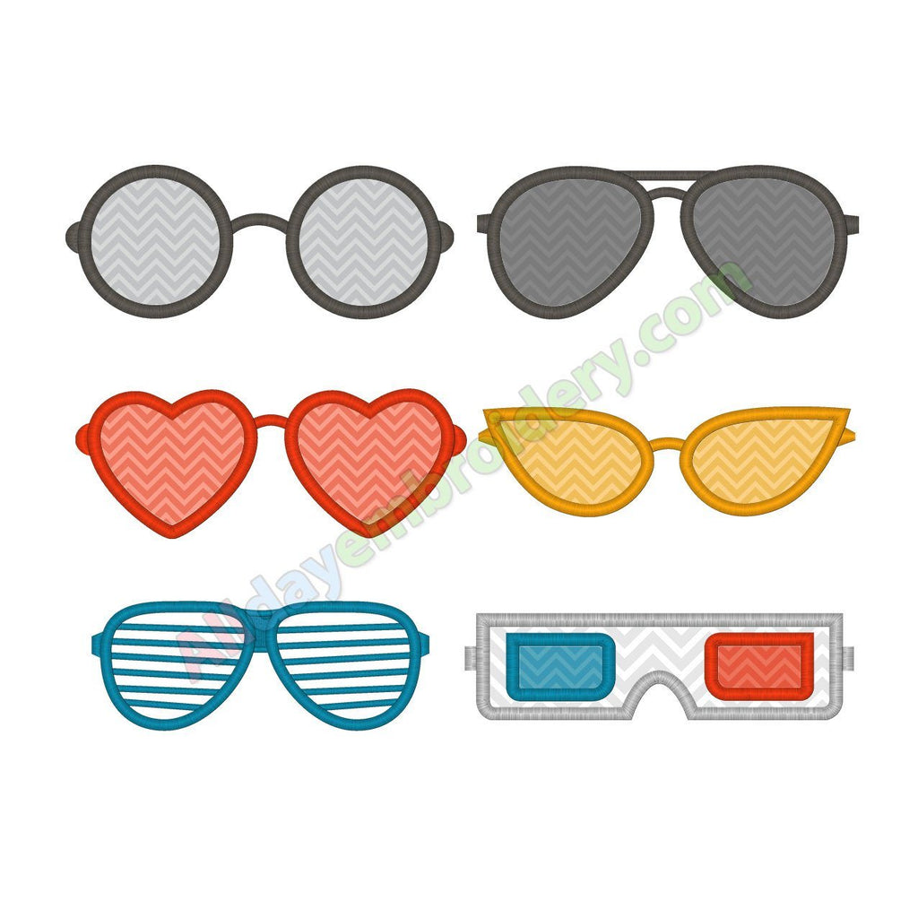 Glasses embroidery design set