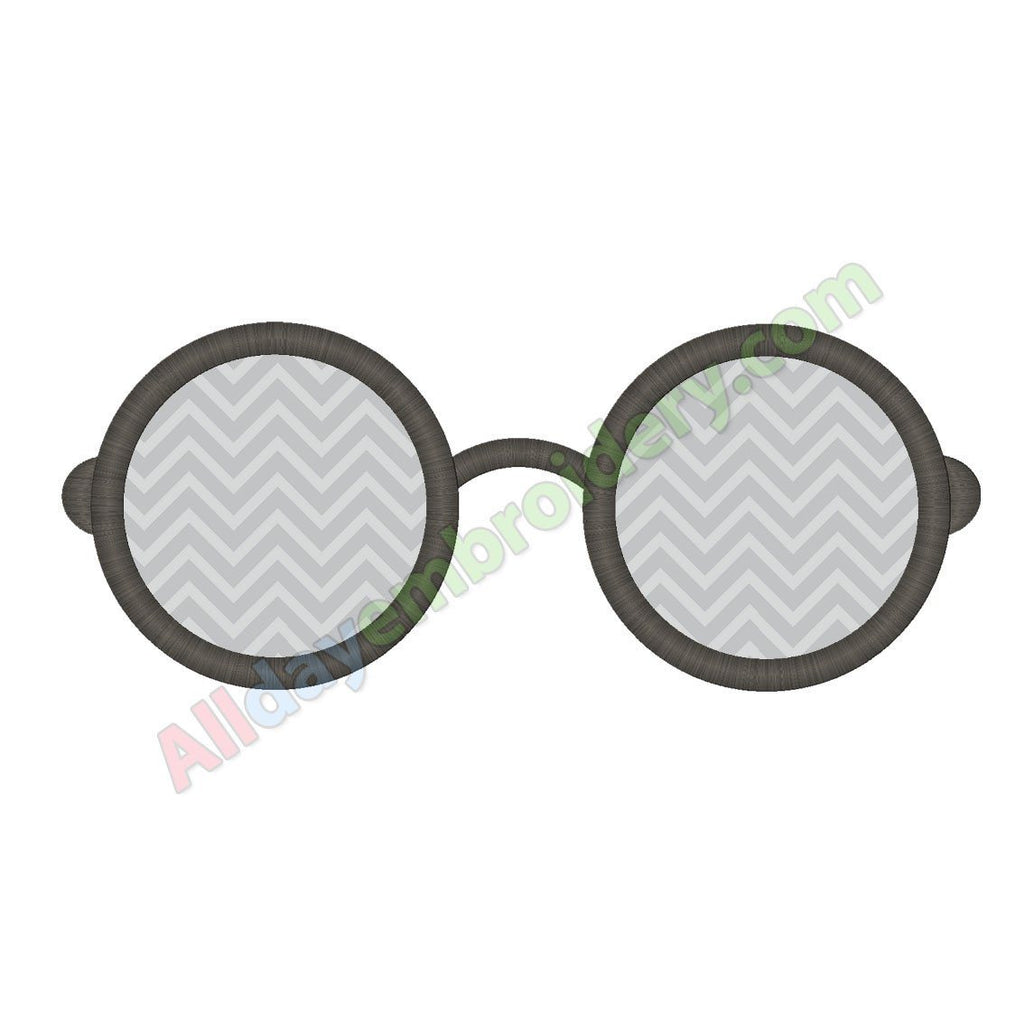 Round sunglasses applique - Alldayembroidery.com