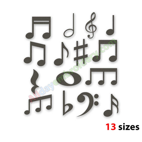 Music notes embroidery design